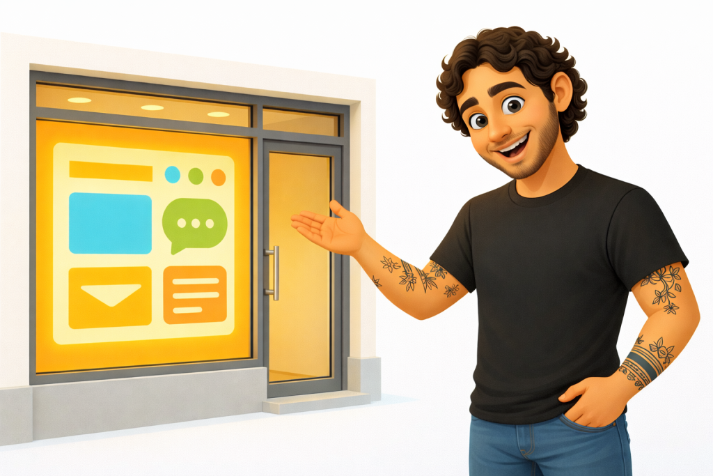 Illustrazione di presentazione di un sito web per un’attività locale