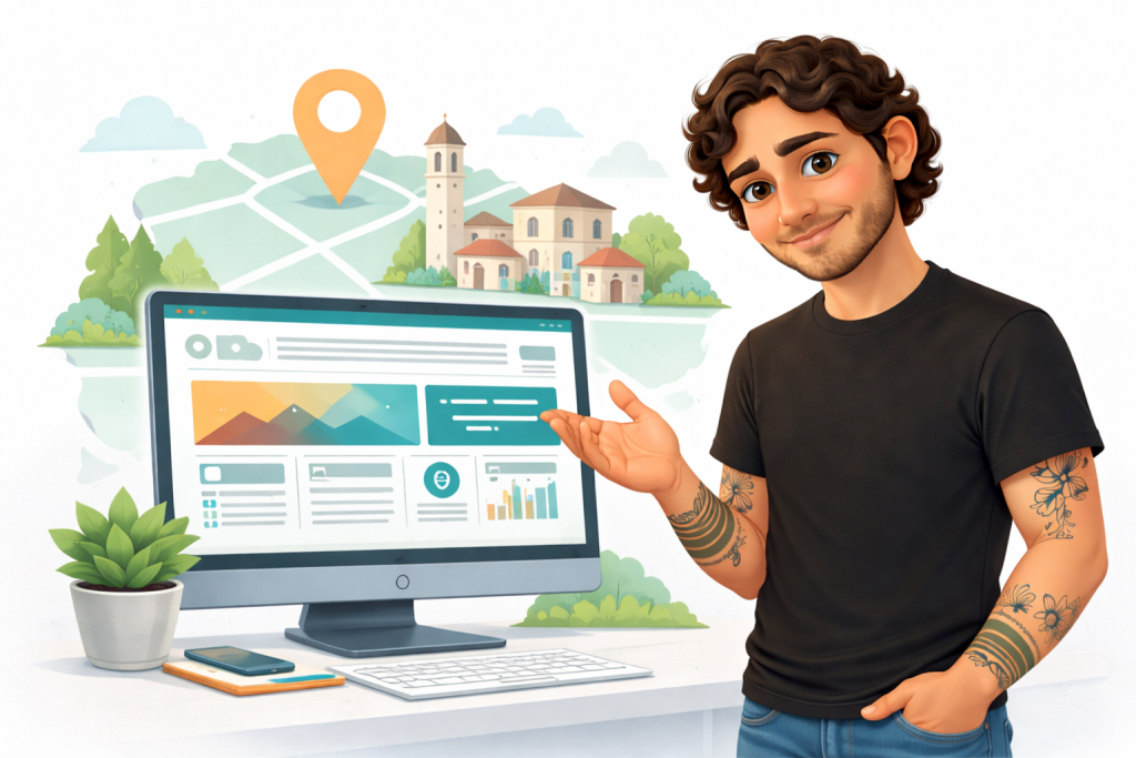 Illustrazione della realizzazione di siti web per attività locali a Peschiera Borromeo