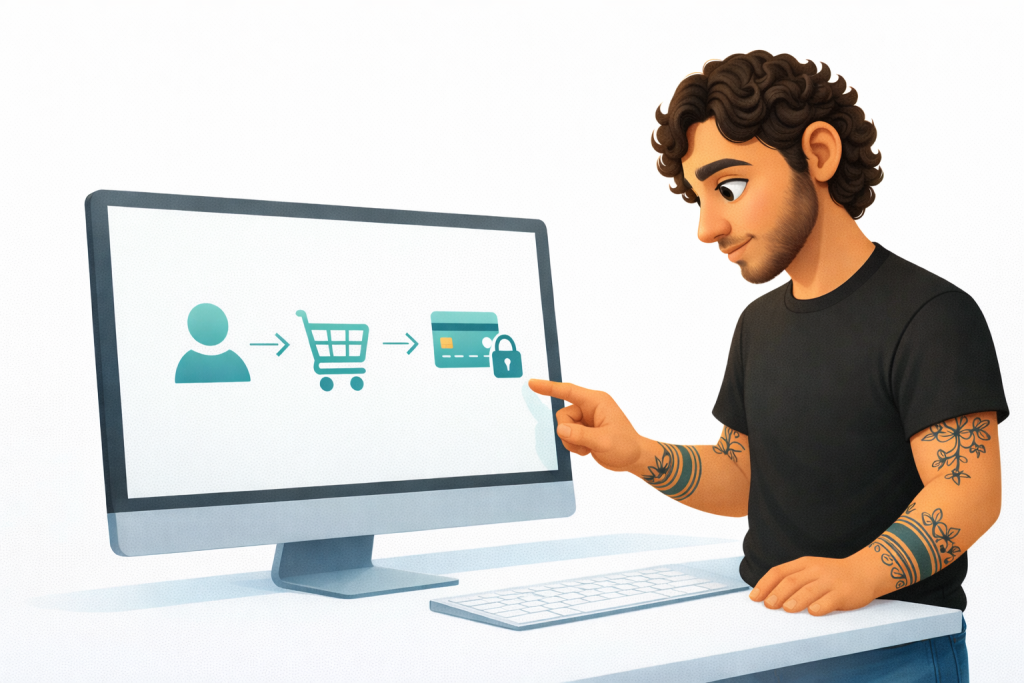 Illustrazione di analisi e progettazione di un processo di acquisto online