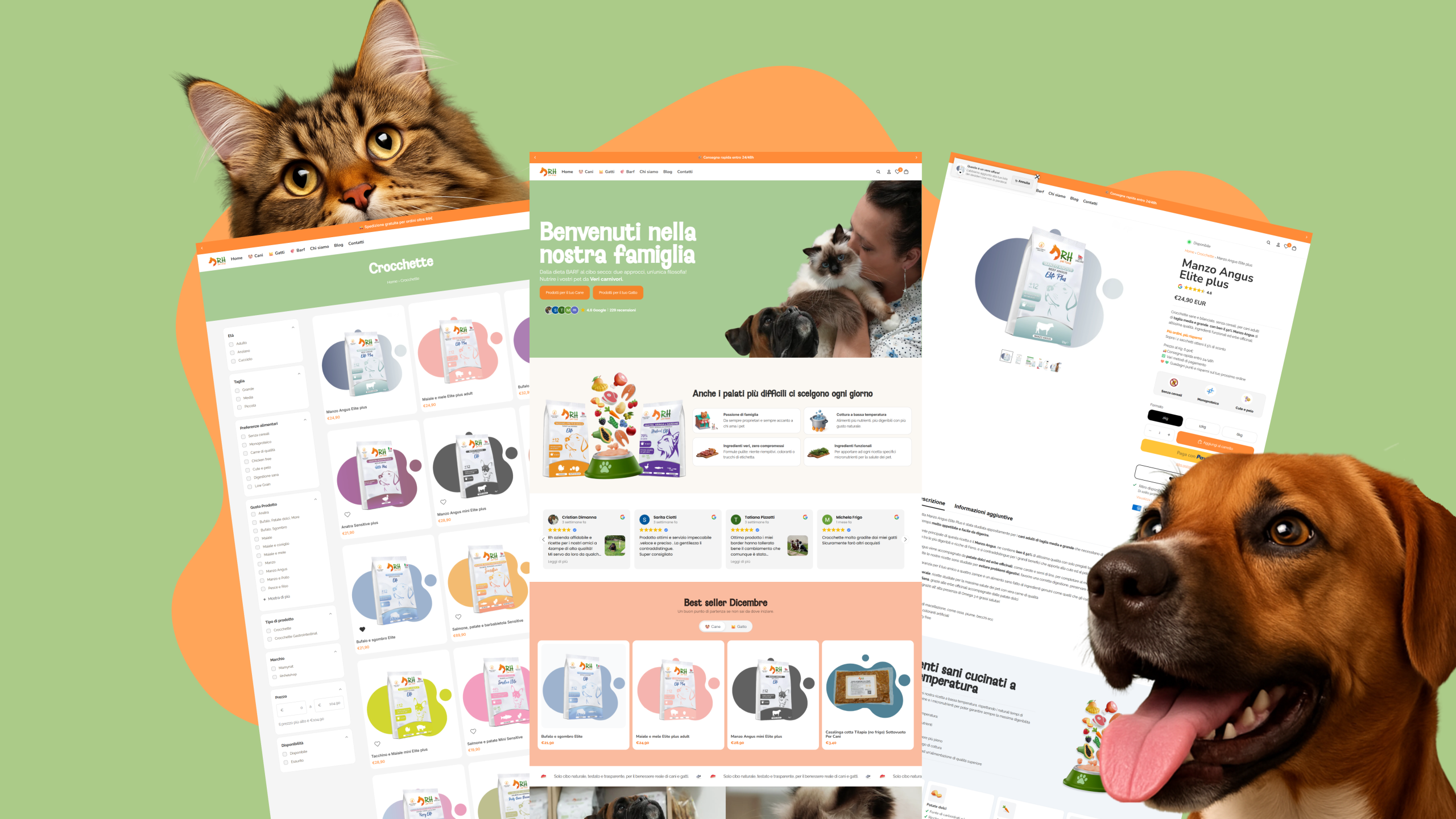 Progetto Rh Petshop - Screenshot grafico schermate sito web