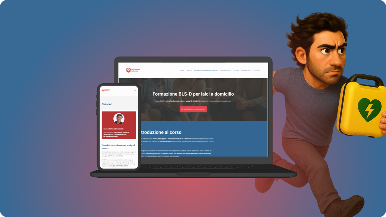 Immagine secondaria progetto formazione salvavita 1 Mockup computer e smartphone sito web - Formazione Salvavita